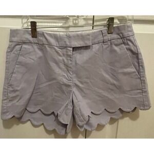 J.Crew Scalloped Hem Shorts Women's Size 4  Linen Blend‎ Pull On Casual Purple